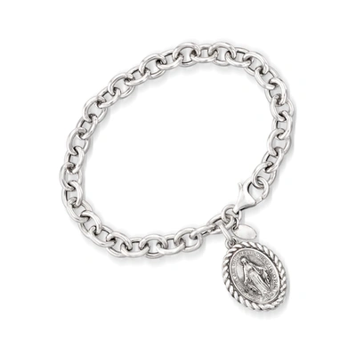 Ross-simons Italian Sterling Silver Miraculous Medal Charm Bracelet