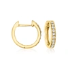 Rs Pure Ross-simons Diamond Huggie Hoop Earrings In 14kt Yellow Gold In White