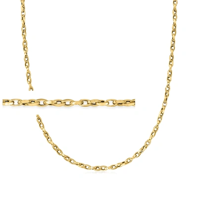 Ross-simons Italian 3mm 14kt Yellow Gold Elongated Cable-link Necklace