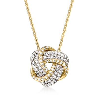 Canaria Fine Jewelry Canaria Diamond Love Knot Pendant Necklace In 10kt Yellow Gold In Silver