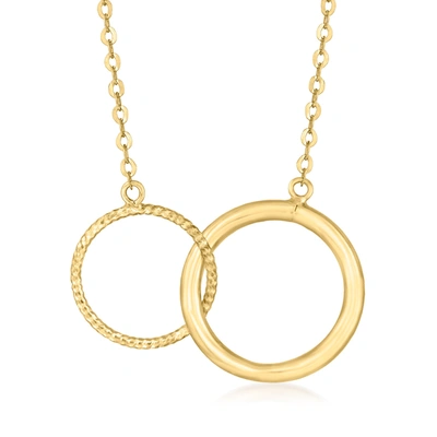 Ross-simons Italian 18kt Yellow Gold Interlocking-circle Necklace. 18 Inches In White