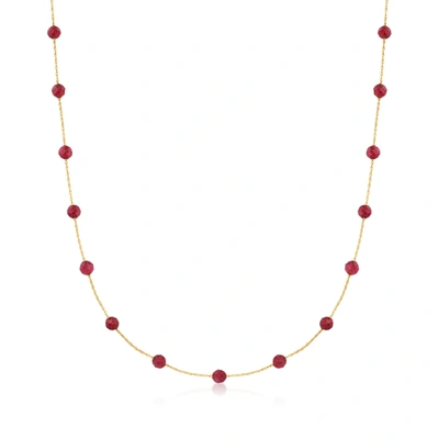 Canaria Fine Jewelry Canaria Ruby Bead Station Necklace In 10kt Yellow Gold In Red