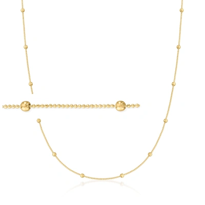 Rs Pure Ross-simons 2mm 14kt Yellow Gold Bead Station Necklace In White