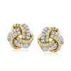 Canaria Fine Jewelry Canaria Diamond Love Knot Earrings In 10kt Yellow Gold In Silver