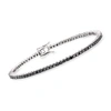 Ross-simons Black Diamond Tennis Bracelet In Sterling Silver In Silver