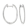 Ross-simons Diamond Inside-outside Hoop Earrings In Sterling Silver In Silver