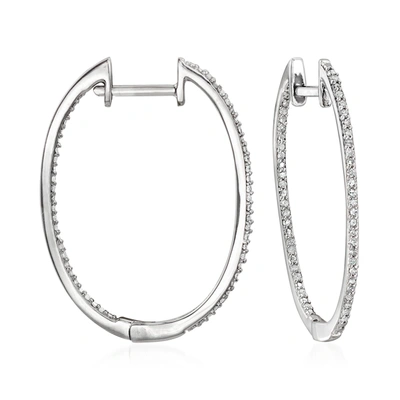 Ross-simons Diamond Inside-outside Hoop Earrings In Sterling Silver