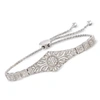 Ross-simons Diamond Floral Openwork Bolo Bracelet In Sterling Silver In Silver