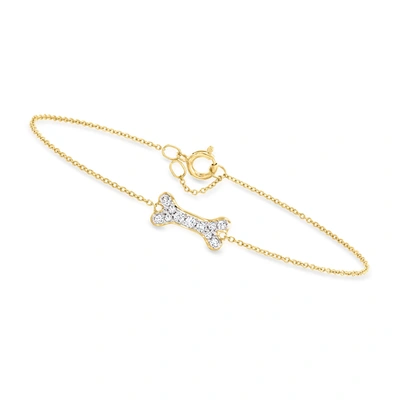 Canaria Fine Jewelry Canaria Diamond Bone Bracelet In 10kt Yellow Gold In Silver