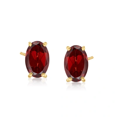 Rs Pure Ross-simons Garnet Stud Earrings In 14kt Yellow Gold In Red