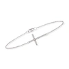 Ross-simons 14kt White Gold Sideways Cross Bracelet With Diamonds In Silver