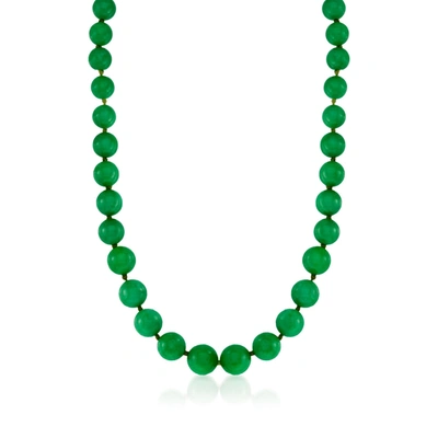 Ross-simons 7-14mm Jade Graduated Bead Necklace With 14kt Yellow Gold In Green