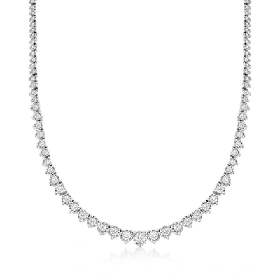Ross-simons Diamond Graduated Tennis Necklace In Sterling Silver