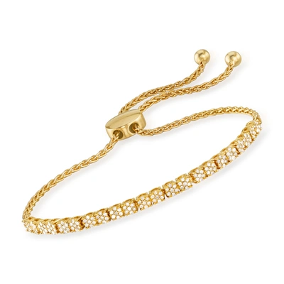 Ross-simons Diamond Cluster Bolo Bracelet In 18kt Gold Over Sterling In White