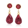 Ross-simons Ruby Drop Earrings In 14kt Yellow Gold In Red