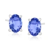 Ross-simons Tanzanite Stud Earrings In Sterling Silver In Blue