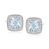 Ross-simons Aquamarine And . Diamond Earrings In 14kt White Gold In Silver
