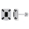 Mimi & Max 5-4/5ct Tgw Octagon And Baguette-cut Created Black Sapphire And White Sapphire Cufflinks In Sterling In Silver