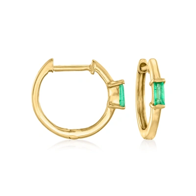 Rs Pure Ross-simons Emerald Huggie Hoop Earrings In 14kt Yellow Gold