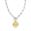 Ross-simons Italian Replica Bee Lira Coin Necklace In Sterling Silver And 18kt Gold Over Sterling In Silver