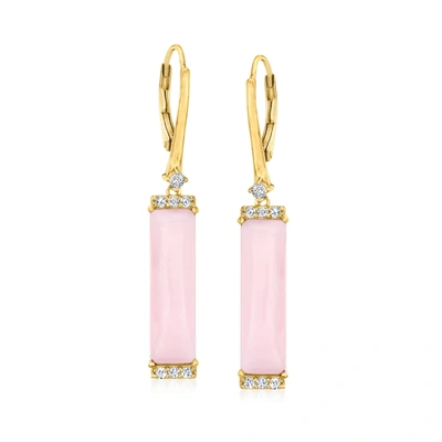 Ross-simons Pink Opal And . White Topaz Drop Earrings In 18kt Gold Over Sterling