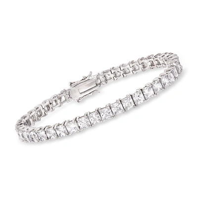 Ross-simons Princess-cut Cz Tennis Bracelet In Sterling Silver