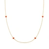 ROSS-SIMONS ITALIAN RED ENAMEL HEART STATION NECKLACE IN 14KT YELLOW GOLD. 18 INCHES