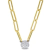 Mimi & Max 1/4 Ct Tw Diamond Cluster Pendant In 14k White Gold On A 3.3 Mm Polished Paperclip Chain In 14k Yell In Silver