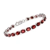 Ross-simons Oval Garnet Bracelet In Sterling Silver In Silver
