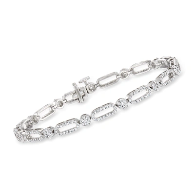 Ross-simons Diamond Cluster Bracelet In 14kt White Gold In Silver
