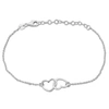 Mimi & Max Double Heart Charm Bracelet W/ Lobster Clasp - 7+1 In. In Silver