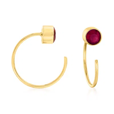Rs Pure By Ross-simons Ruby C-hoop Earrings In 14kt Yellow Gold In Red