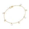 RS PURE BY ROSS-SIMONS 4.5MM CULTURED PEARL AND DIAMOND-ACCENTED BRACELET IN 14KT YELLOW GOLD