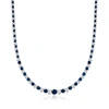 Ross-simons Sapphire And Diamond Tennis Necklace In Sterling Silver In Silver