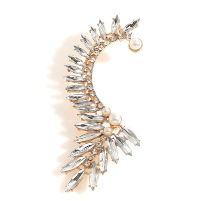 Sohi Gold Plated Stones Ear Cuff In Silver