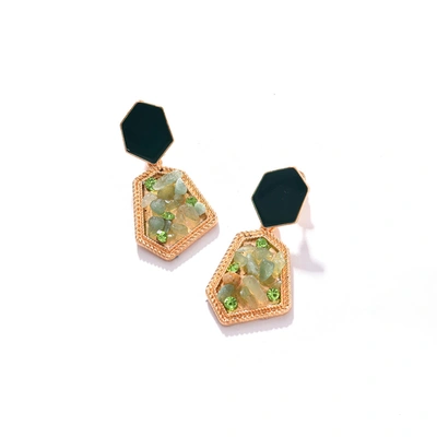 Sohi Green Color Gold Plated Designer Stone Drop Earring For Women's