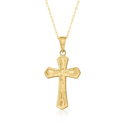 Canaria Fine Jewelry Canaria 10kt Yellow Gold Beveled-edge Cross Pendant Necklace