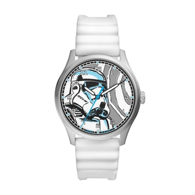 Fossil Unisex Special Edition Star Wars Stormtrooper Three-hand White Silicone Strap Watch, 42mm In Silver