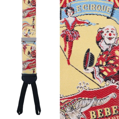 Trafalgar Retro Pattern Circus Limited Run Silk Braces In Yellow