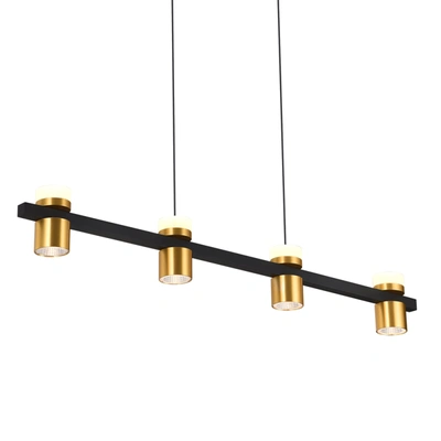 Vonn Lighting Ferro Vmc34334bl 34" Up-down 4-light Pendant Lighting Height Adjustable Integrated Led Black Linear