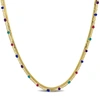 Mimi & Max Multi Color Bead Double Strand Herringbone Chain Necklace In Yellow Silver - 15+2 In. In Blue
