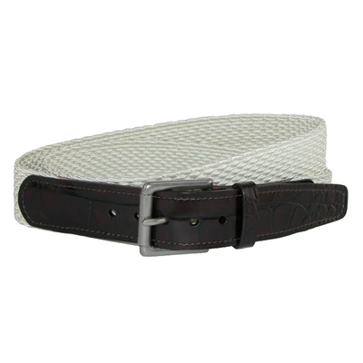 Crookhorndavis Hampton Stretch Belt With Croc Print Tabs In White