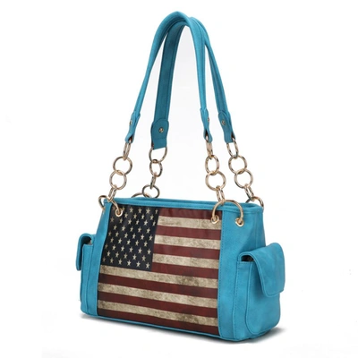 Mkf Collection By Mia K Alaina Vegan Leather Women's Flag Shoulder Bag In Blue