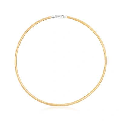 Ross-simons Italian 4mm Reversible Omega Necklace In 2-tone Sterling In White