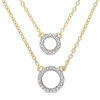 Mimi & Max Two-strand Diamond Accent Circle Necklace With Chain In Yellow Plated Sterling Silver In Silver