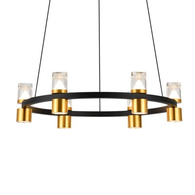 Vonn Lighting Ellegi Vmc34224bl 24" Up-down 6-light Pendant Lighting Height Adjustable Integrated Led Black Chande