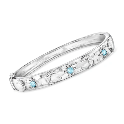 Ross-simons Swiss Blue Topaz Celestial Bangle Bracelet In Sterling Silver In Multi