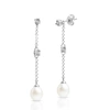Max + Stone Freshwater Pearl & Natural Diamond Stellar Sparklers Earrings In Sterling Silver In Silver