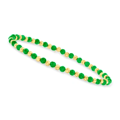 Canaria Fine Jewelry Canaria Emerald Bead Stretch Bracelet In 10kt Yellow Gold In Green