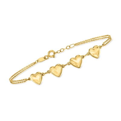 Rs Pure Ross-simons 14kt Yellow Gold Heart Station Bracelet In White